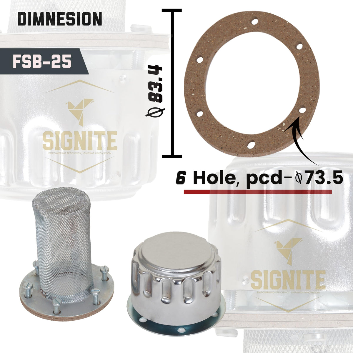 Flange Type Breathers Cap 25CFM/720 LPM 40 Micron Filtration 6 Hole Chrome Steel Alloy B692