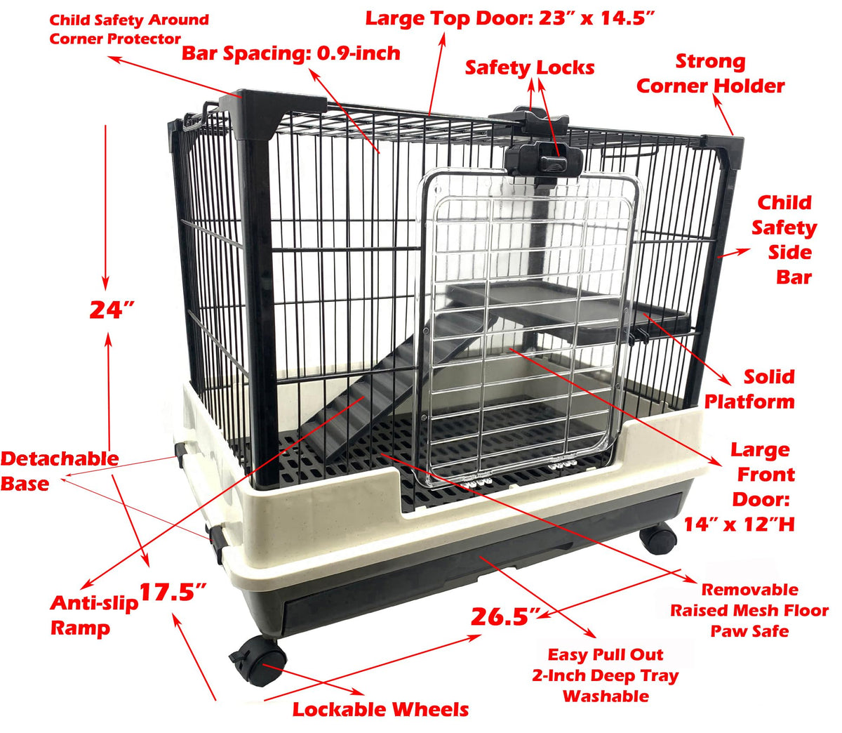 2-Level Rabbit Hutch Guinea Pigs Cage J50626