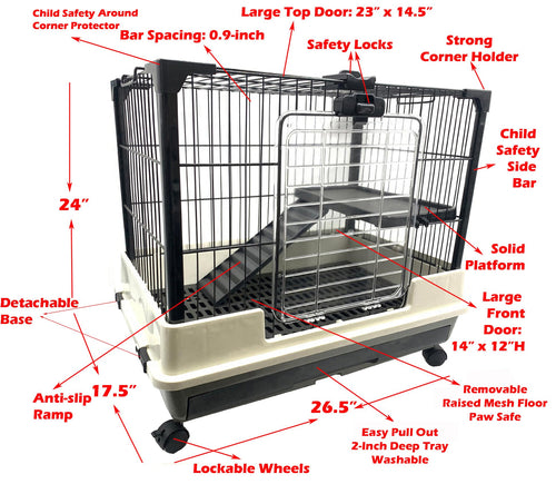2-Level Rabbit Hutch Guinea Pigs Cage J50626