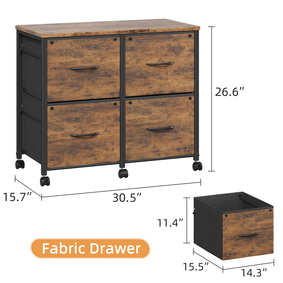 4 Drawer Mobile Lateral File Cabinet B2032