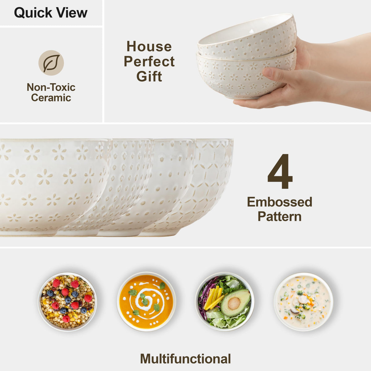 30 Ounce Ceramic Soup Bowls Set of 4 E6134