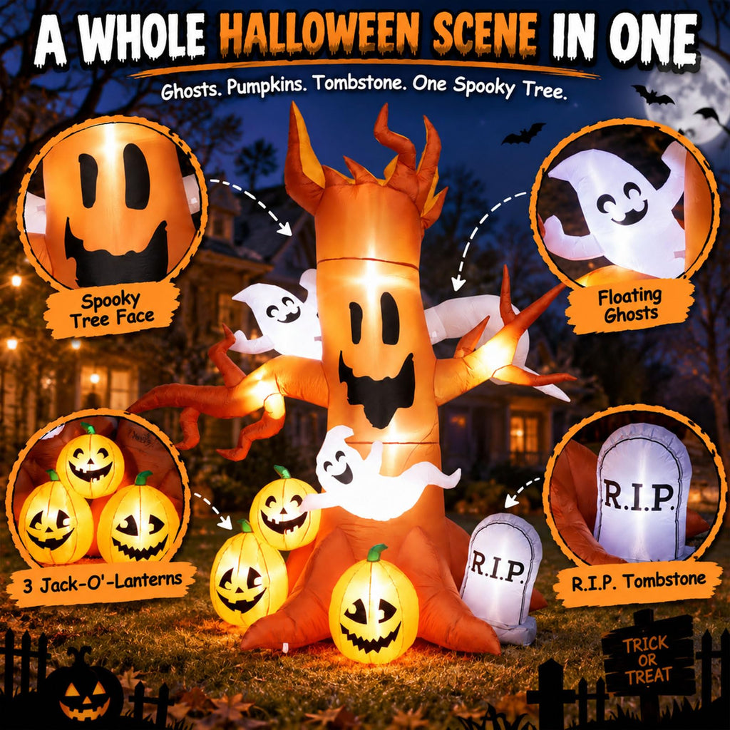 8FT Halloween Inflatable Ghost Tree Decoration R226
