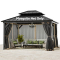 11' x 13' Gazebo Mosquito Netting Replacement 4-Panel Sidewalls with Double Zipper D394140