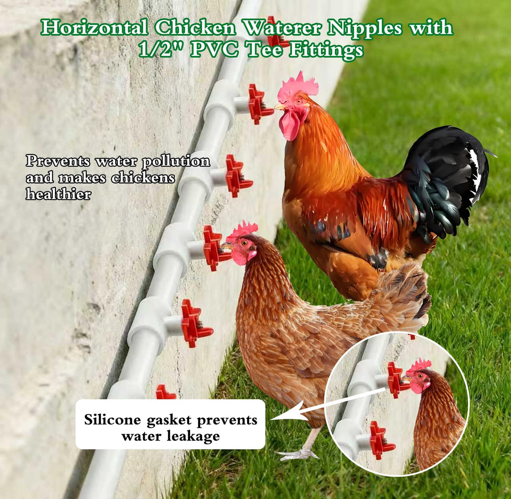 15 Pack Automatic Poultry Waterer with PVC Tee Fittings R7264