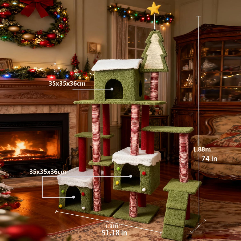 70 Inch Tall Multi Level Cat Tree with 2 Condos M3973