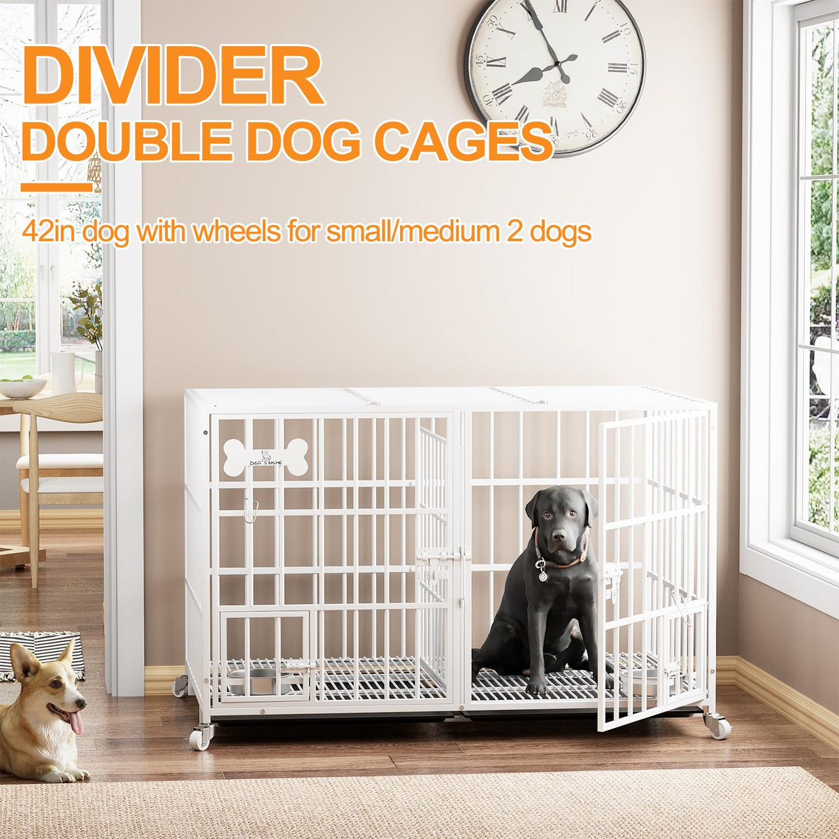 42" Heavy Duty Metal Dog Crate with Divider T7167