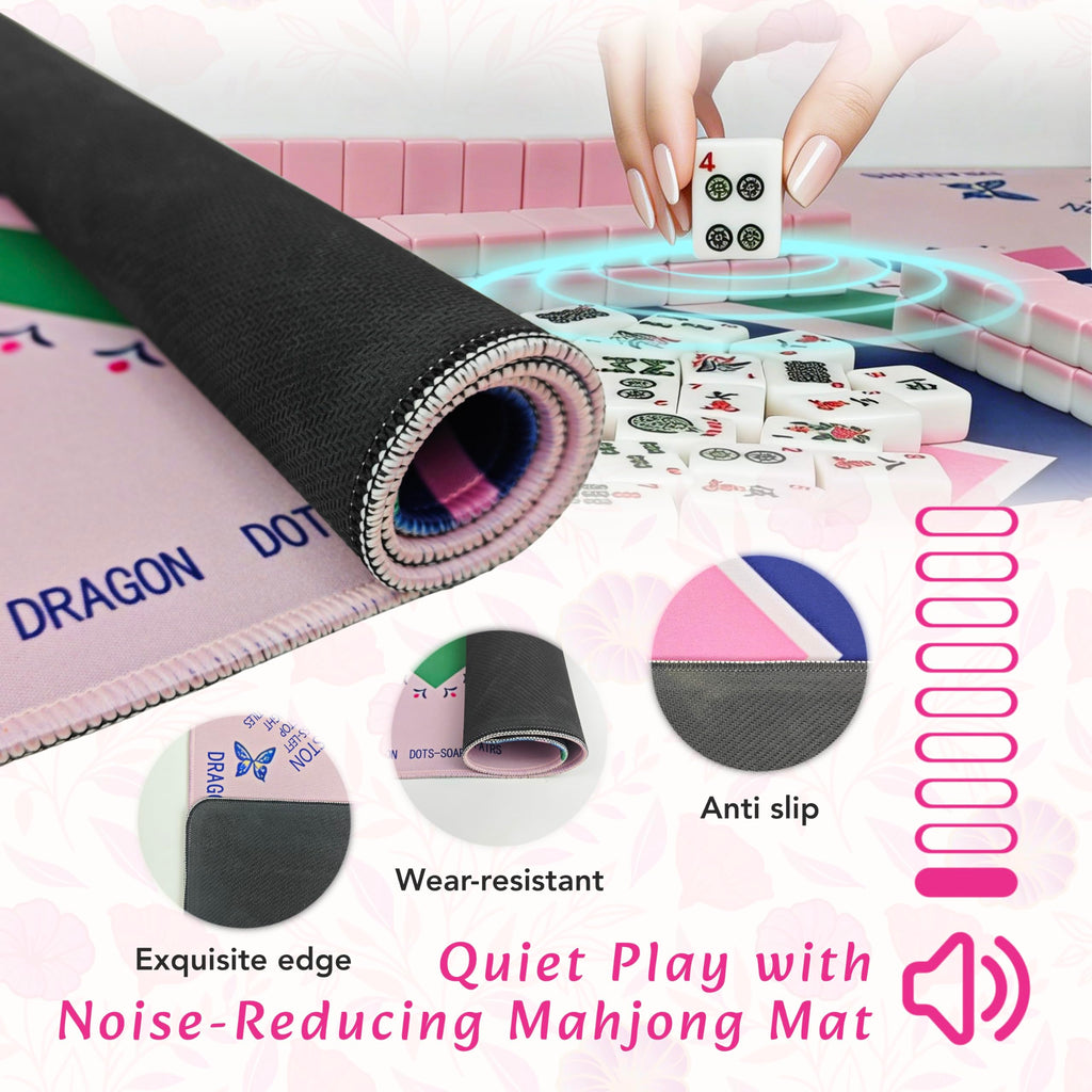 Pink Mahjong Game Set with 166 Tiles, Mat, 4 Racks and Bag U9497