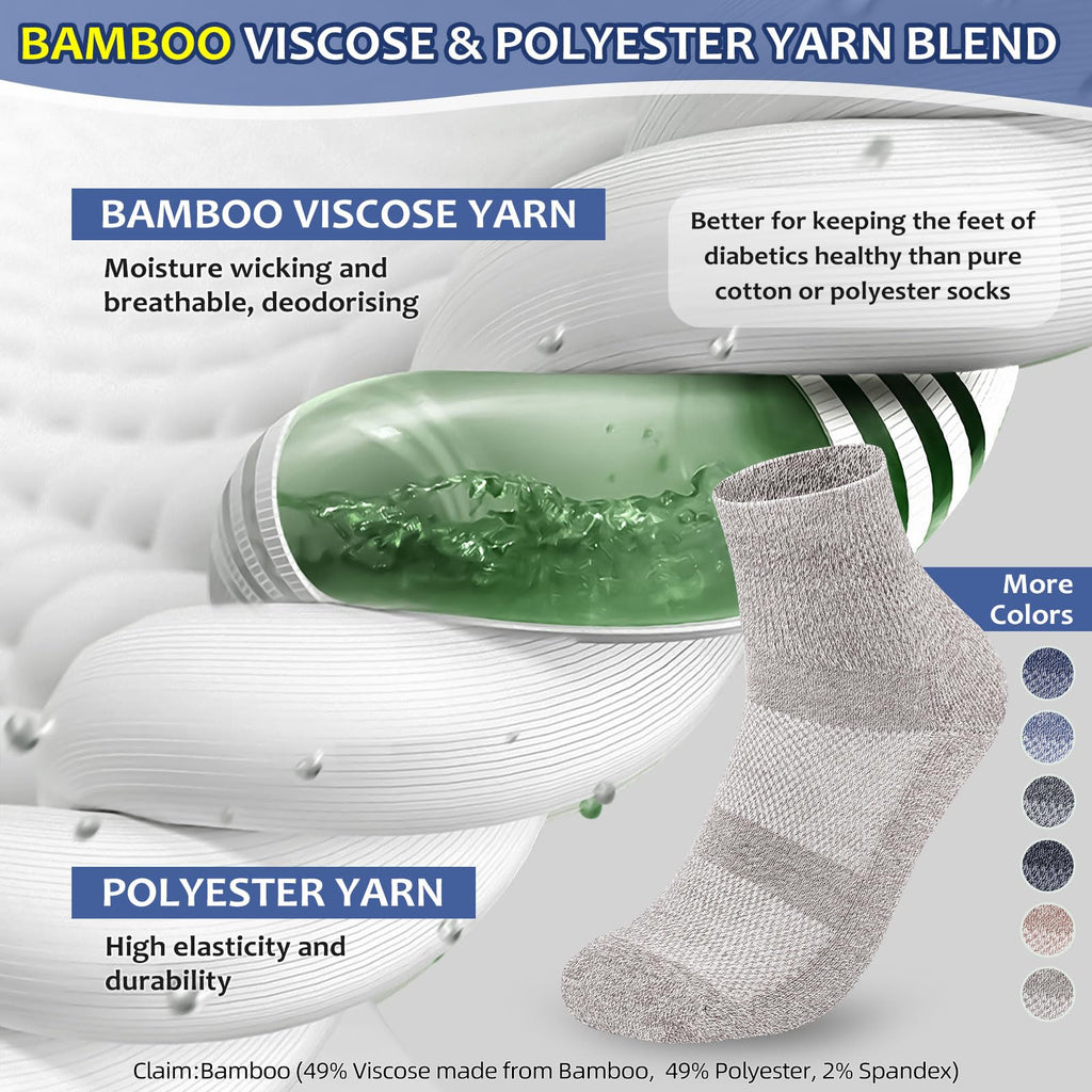 6 Pairs Bamboo Viscose Non Binding Ankle Diabetic Socks X57143
