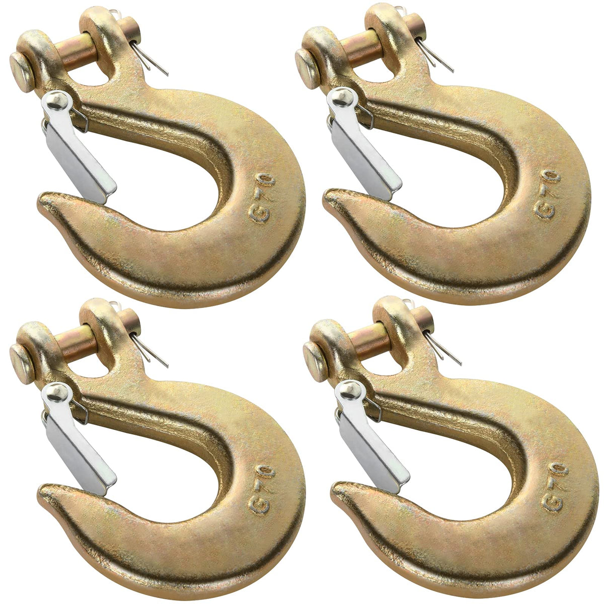 3/8 Inch Heavy Duty Forged Steel Clevis Slip Hook with Latch, 4 Pack N64029