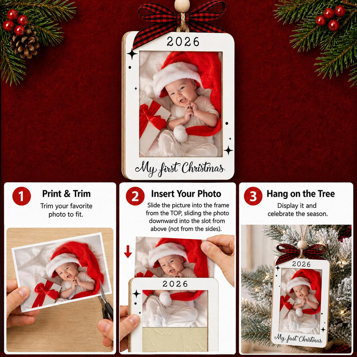 Baby's First Christmas Ornament 2026 Picture Frame C400199