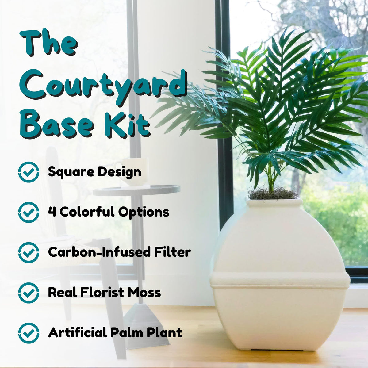 White Hidden Litter Box Planter with Carbon Filter Y603