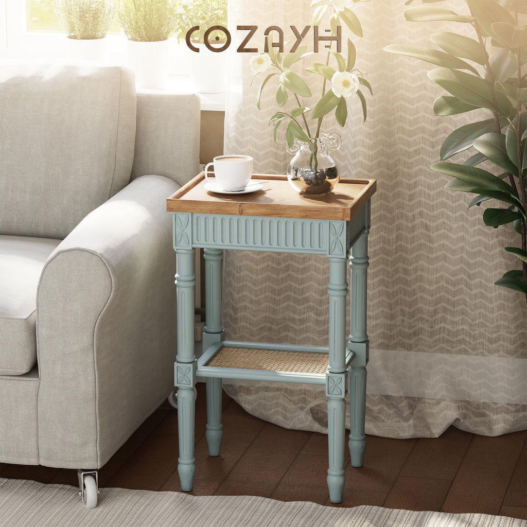 Pale Mint Blue Tray Top End Table V3194
