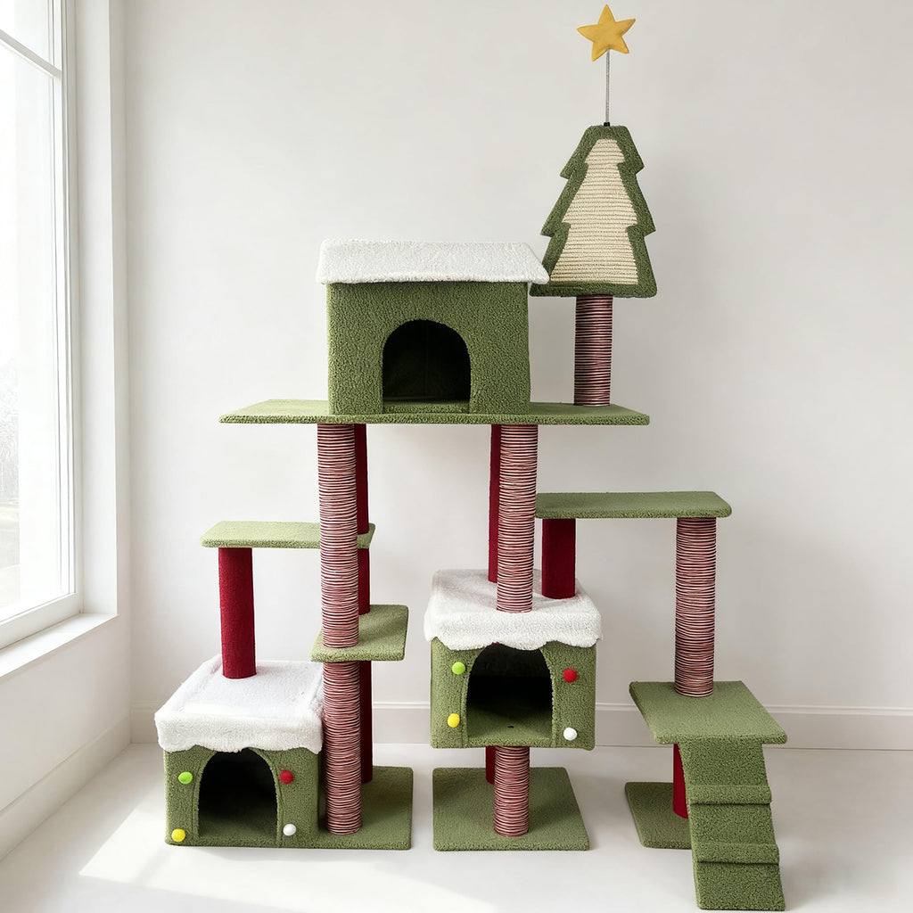70 Inch Tall Multi Level Cat Tree with 2 Condos M3973