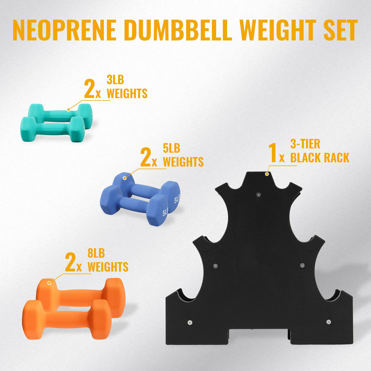 Neoprene Dumbbell Set with Rack L544