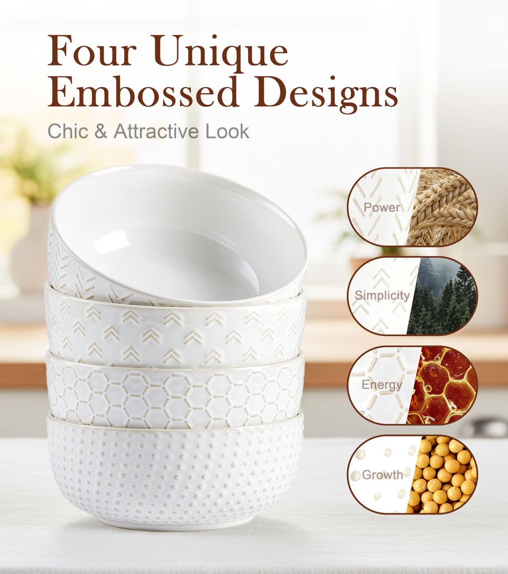 26 oz Ceramic Cereal Bowls Set of 4 B921