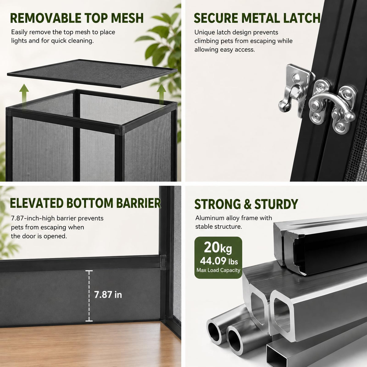 Aluminum Reptile Terrarium Enclosure with Locking Latches T276867