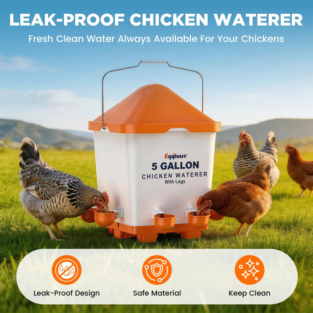 5 Gallons Chicken Waterer Bucket with Cups and Adjustable Legs G8821