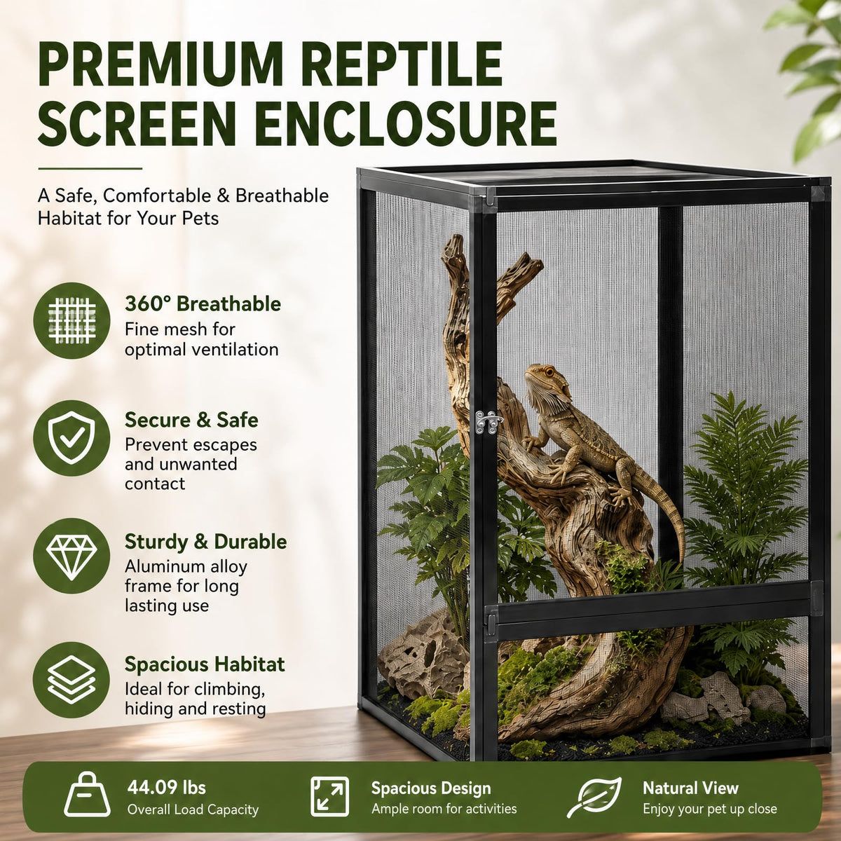 Aluminum Reptile Terrarium Enclosure with Locking Latches T276867