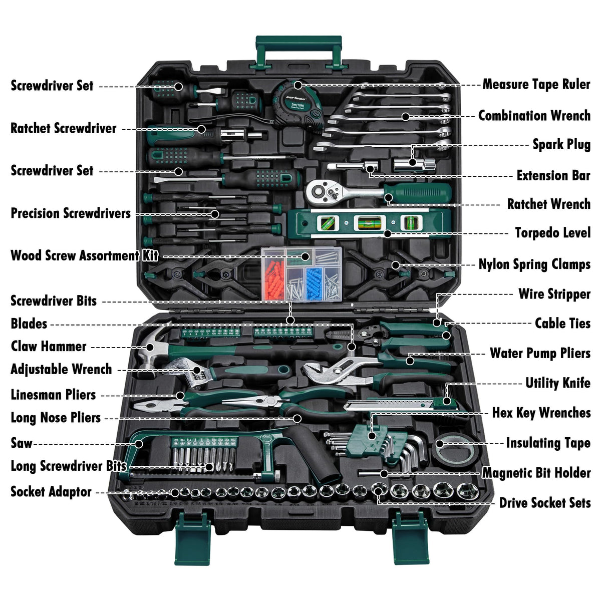 238-Piece Green Tool Set with Storage Box B9169