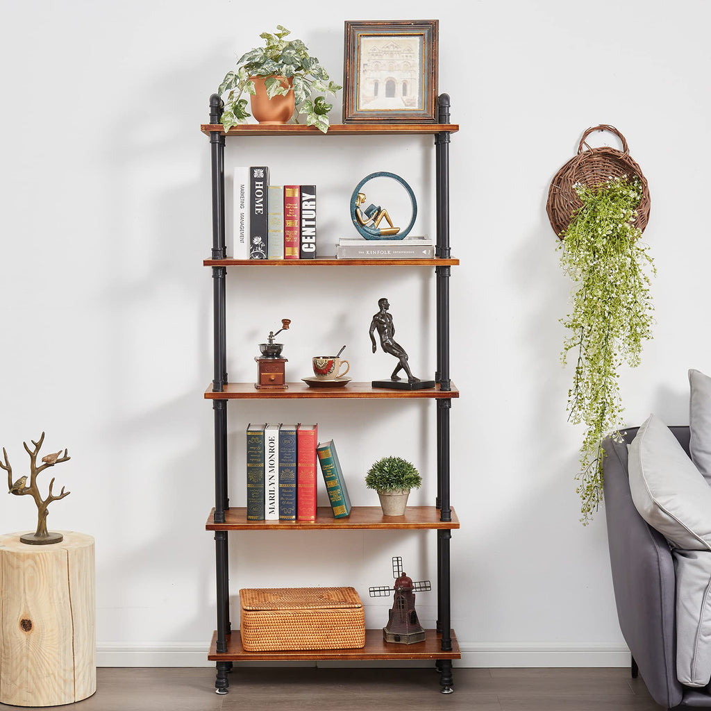 5 Tier Rustic Brown Bookshelf X761462