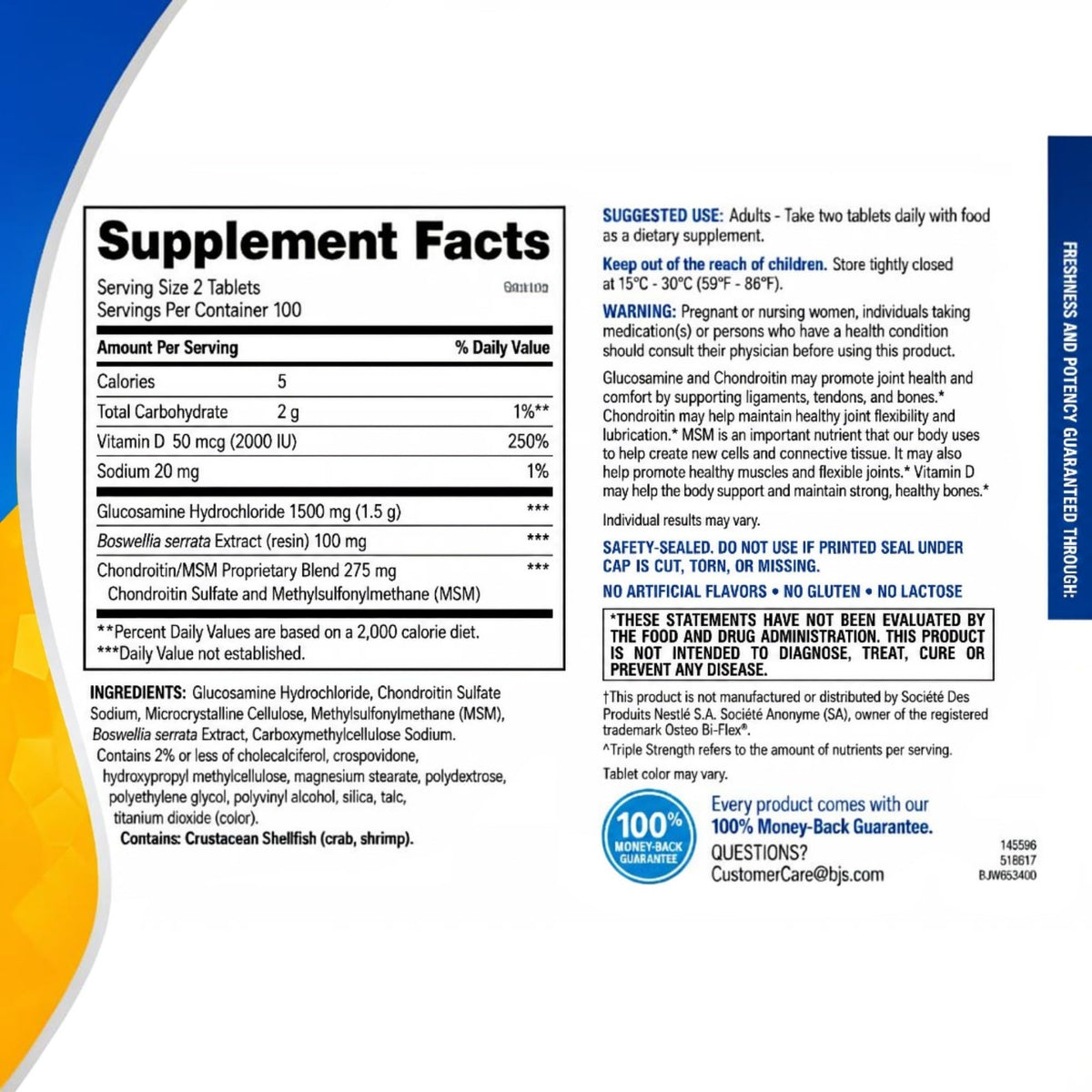 Glucosamine Chondroitin MSM D3 Joint Supplement Tablets 200 Count R89368
