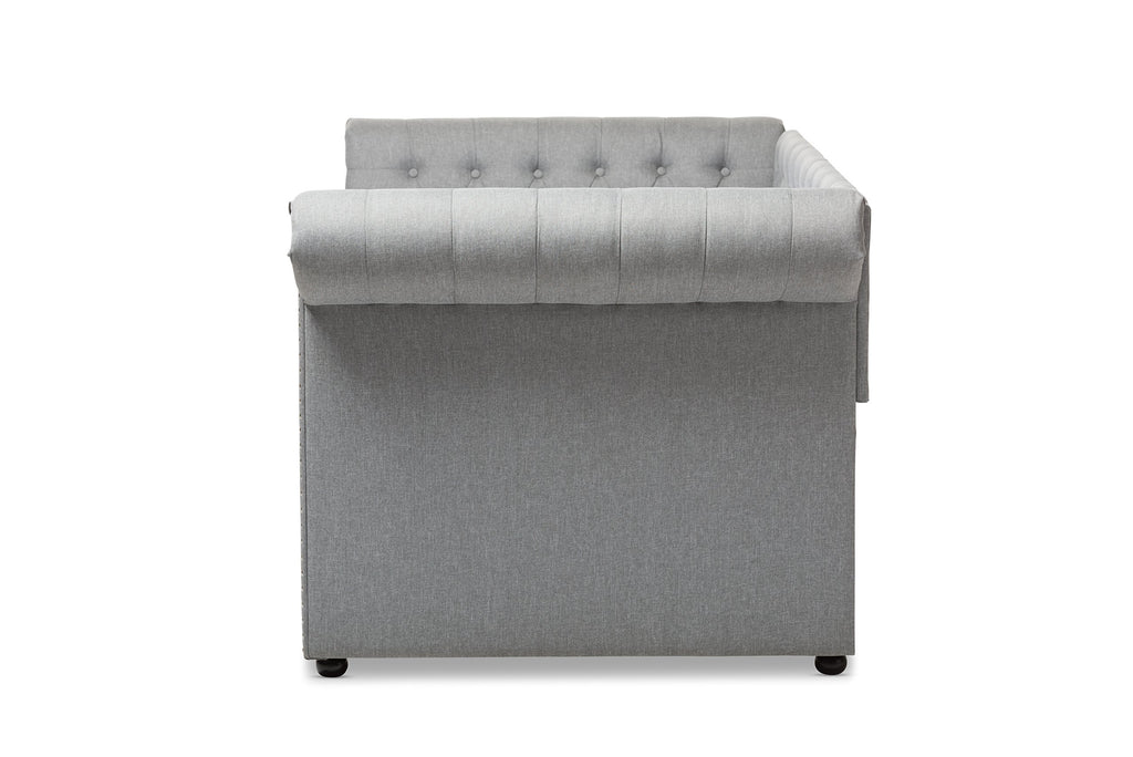 Light Beige Fabric Trundle Daybed E528337