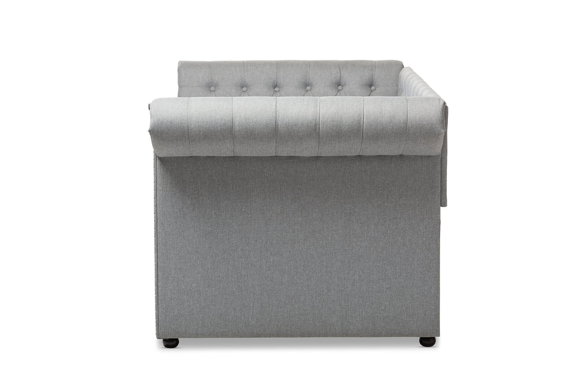 Light Beige Fabric Trundle Daybed E528337