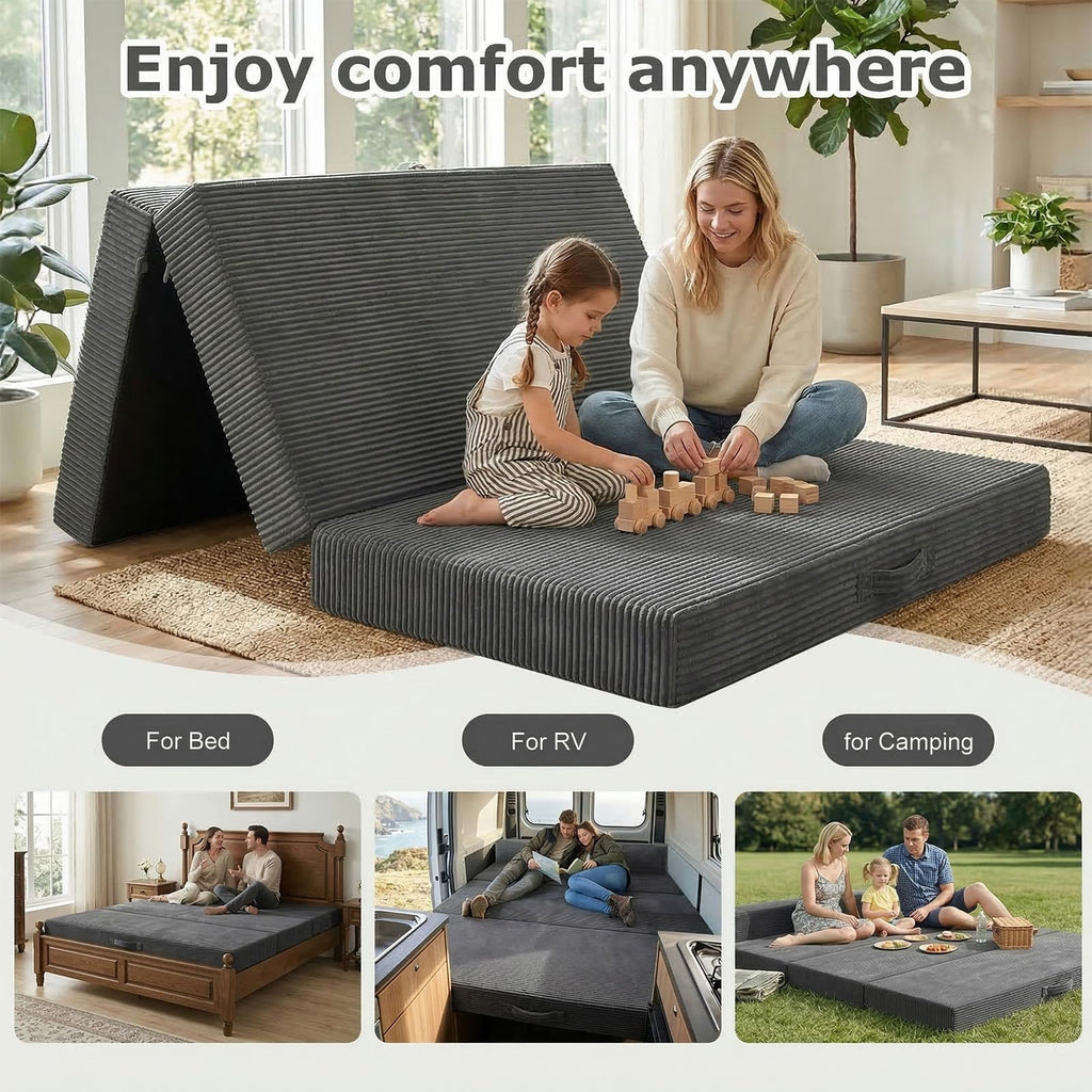 6 inch Tri-Folding Full Size Grey Mattress R627559