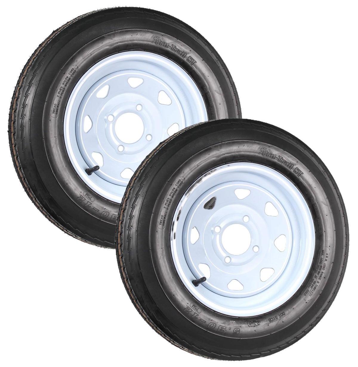 2-Pack Trailer Tire Rim Assembly 12 Inch 4 Lug T9987