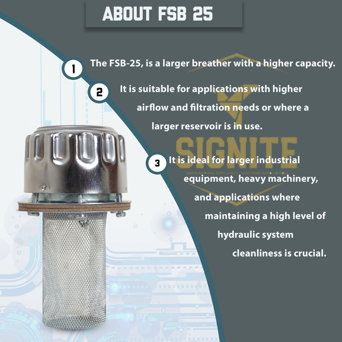Flange Type Breathers Cap 25CFM/720 LPM 40 Micron Filtration 6 Hole Chrome Steel Alloy B692