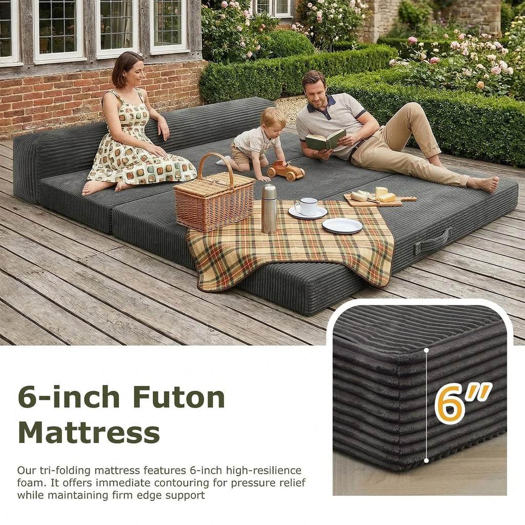 6 inch Tri-Folding Full Size Grey Mattress R627559