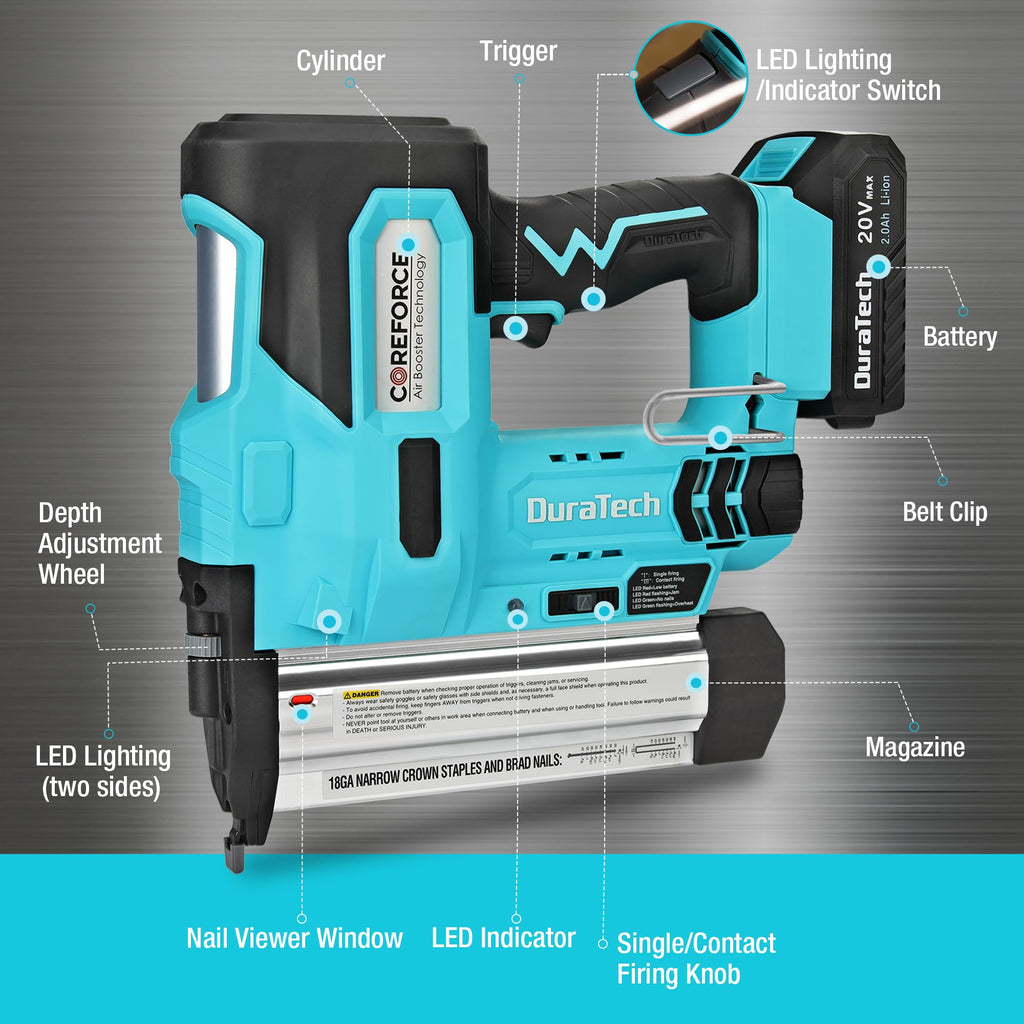 20V Cordless 18 Gauge 2-in-1 Nail Staple Gun H6873