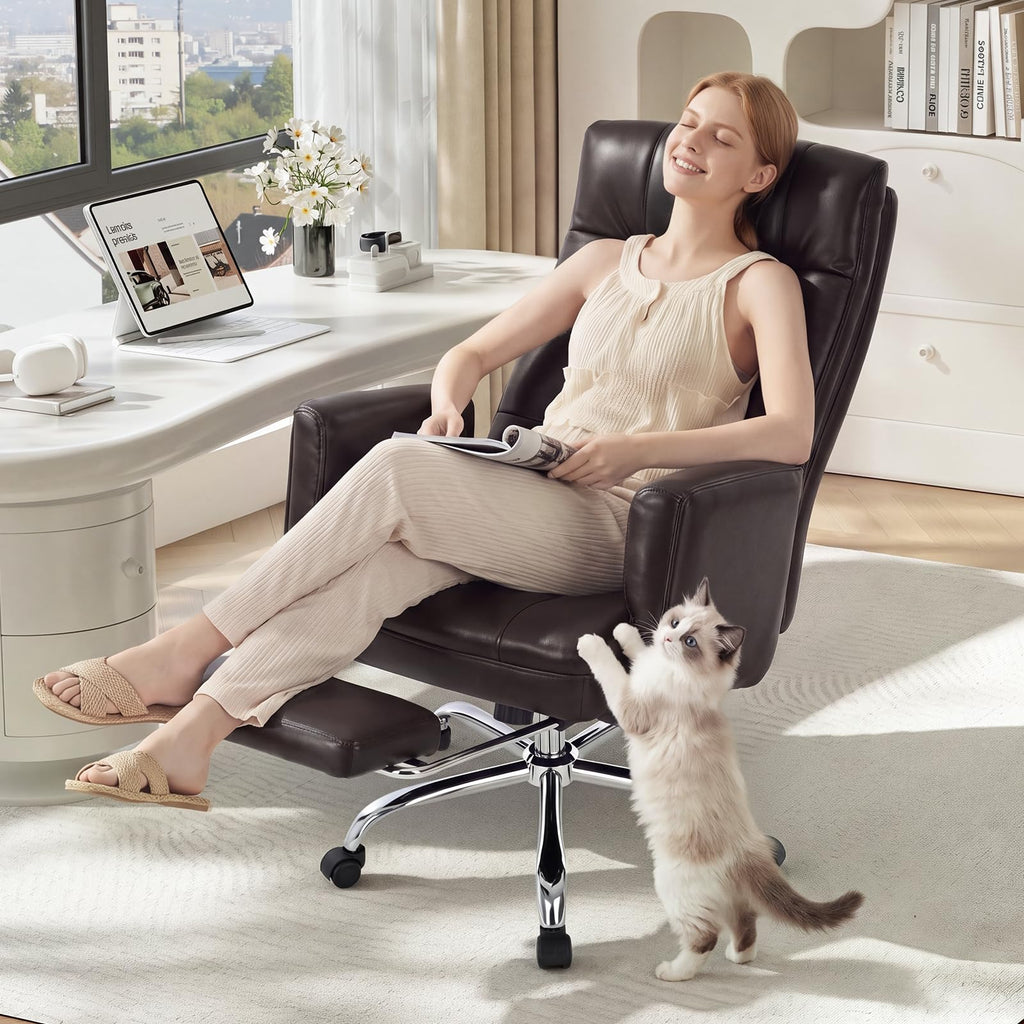 Big and Tall Ergonomic Office Chair with Foot Rest, Brown B142228