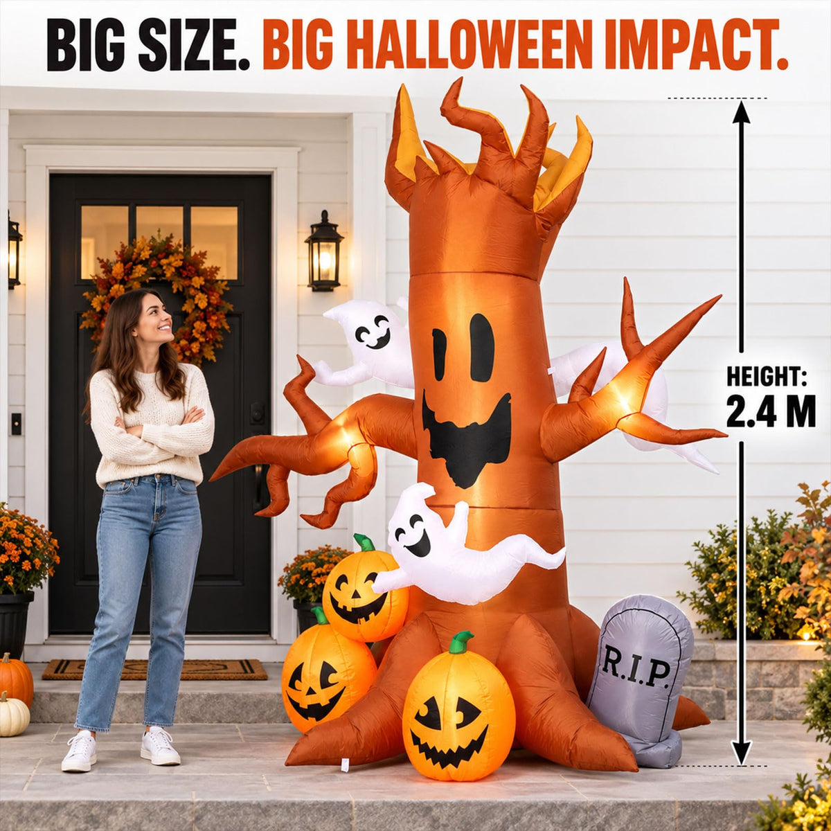8FT Halloween Inflatable Ghost Tree Decoration R226