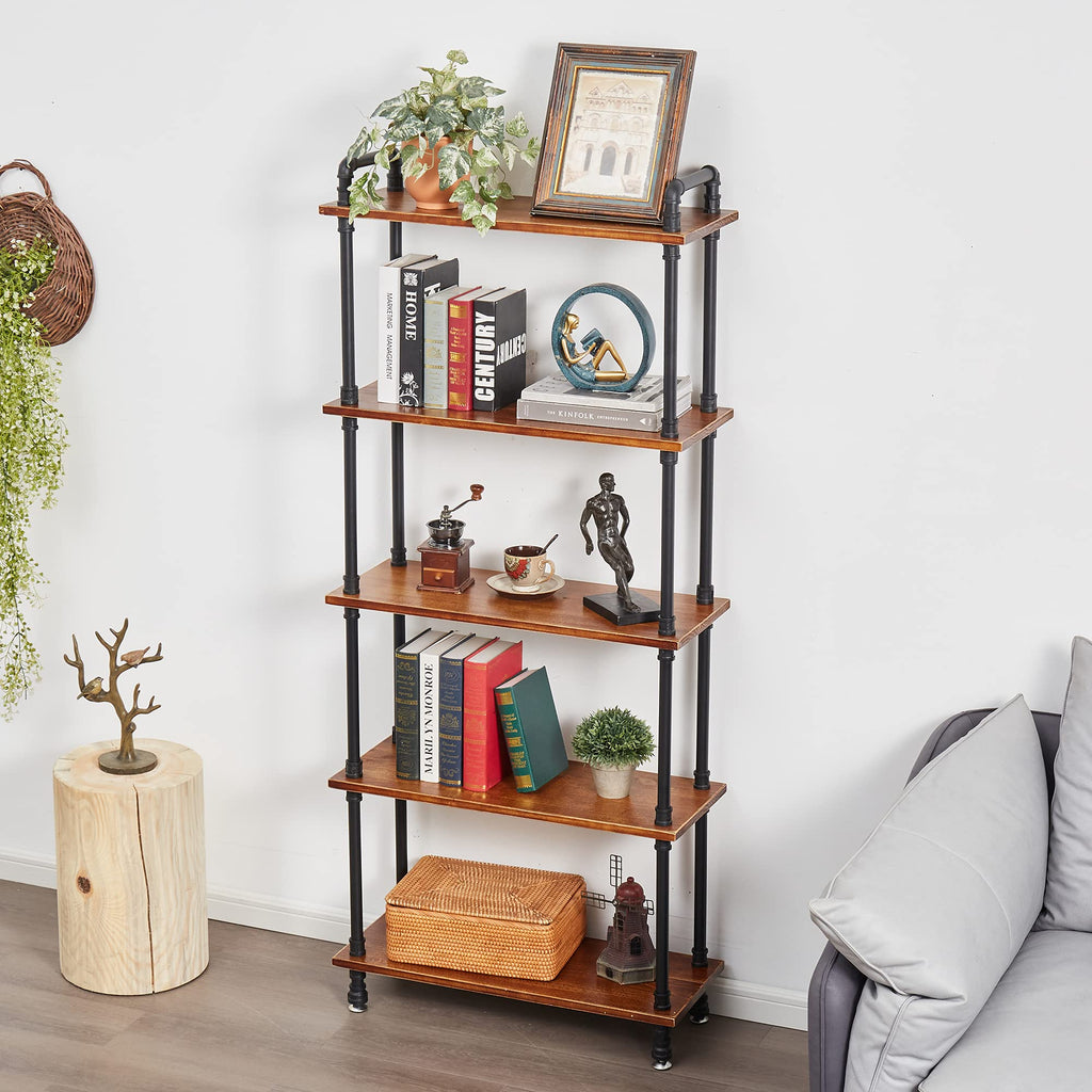 5 Tier Rustic Brown Bookshelf X761462