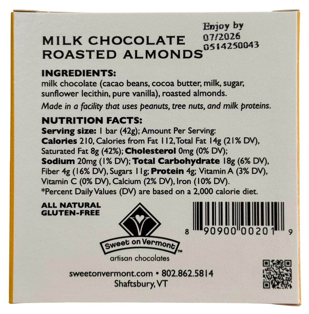Milk Chocolate Roasted Almonds Bars 9 Pack 1.5 oz E498