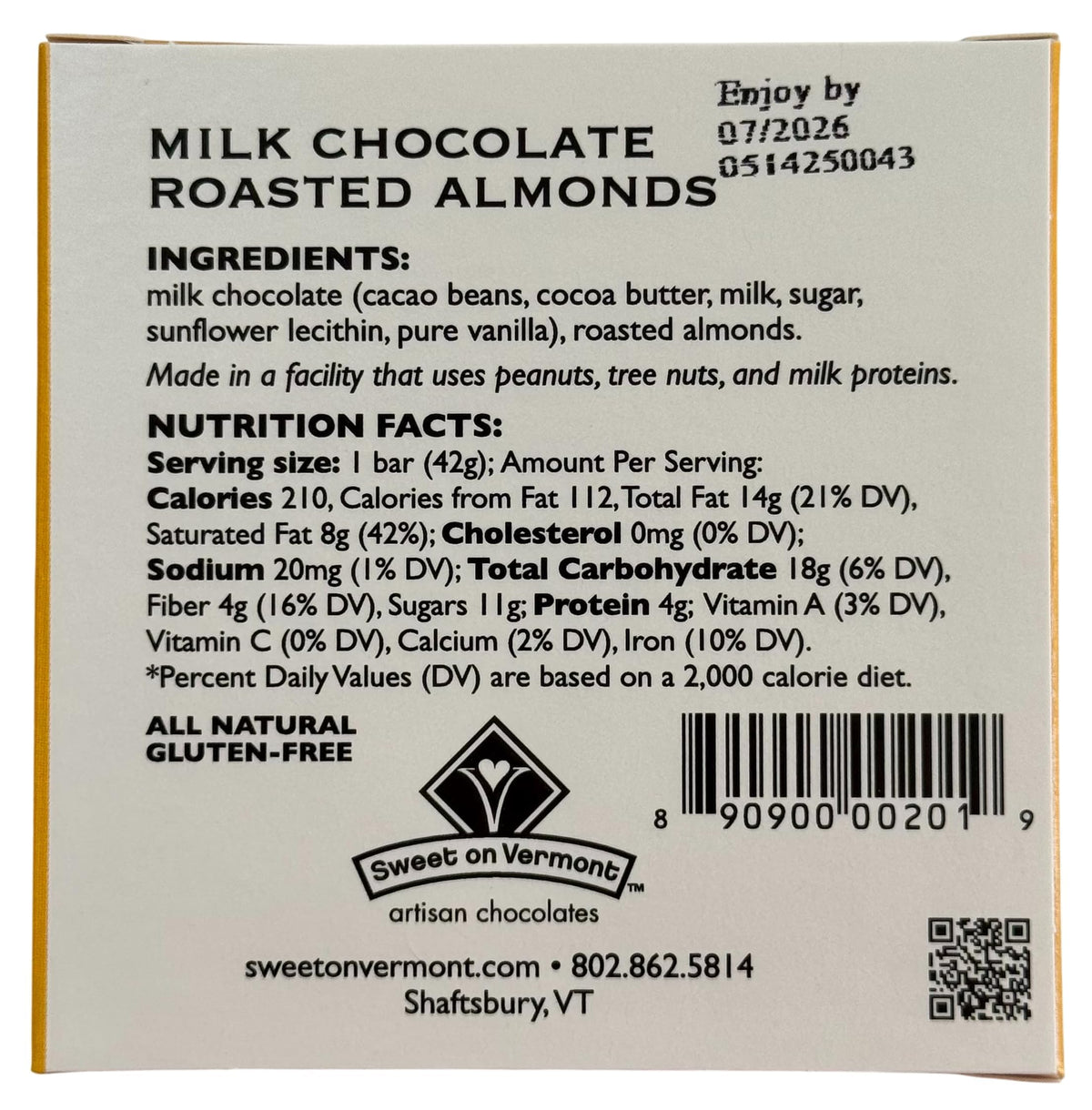 Milk Chocolate Roasted Almonds Bars 9 Pack 1.5 oz E498