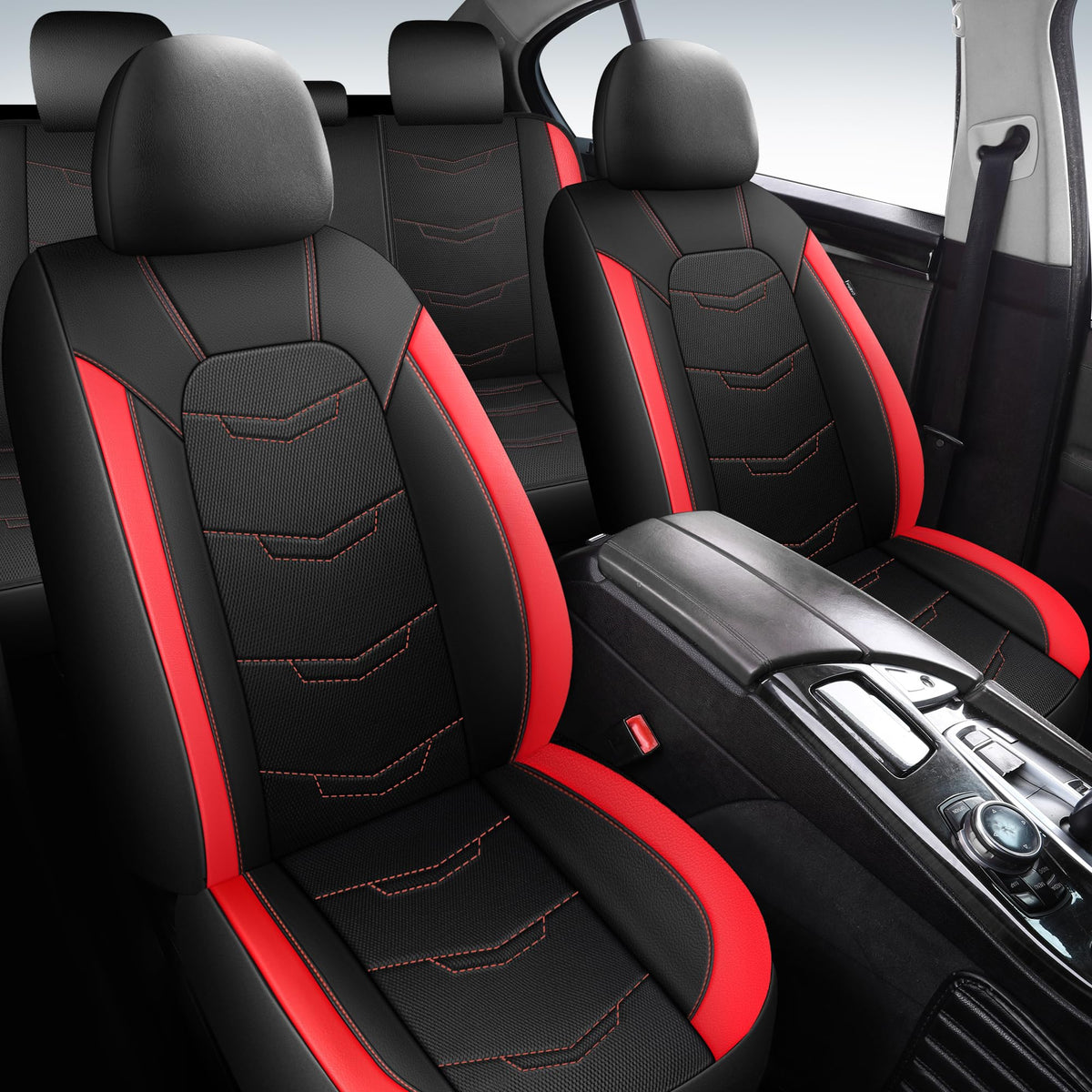 Car Seat Cover Black Red J79582