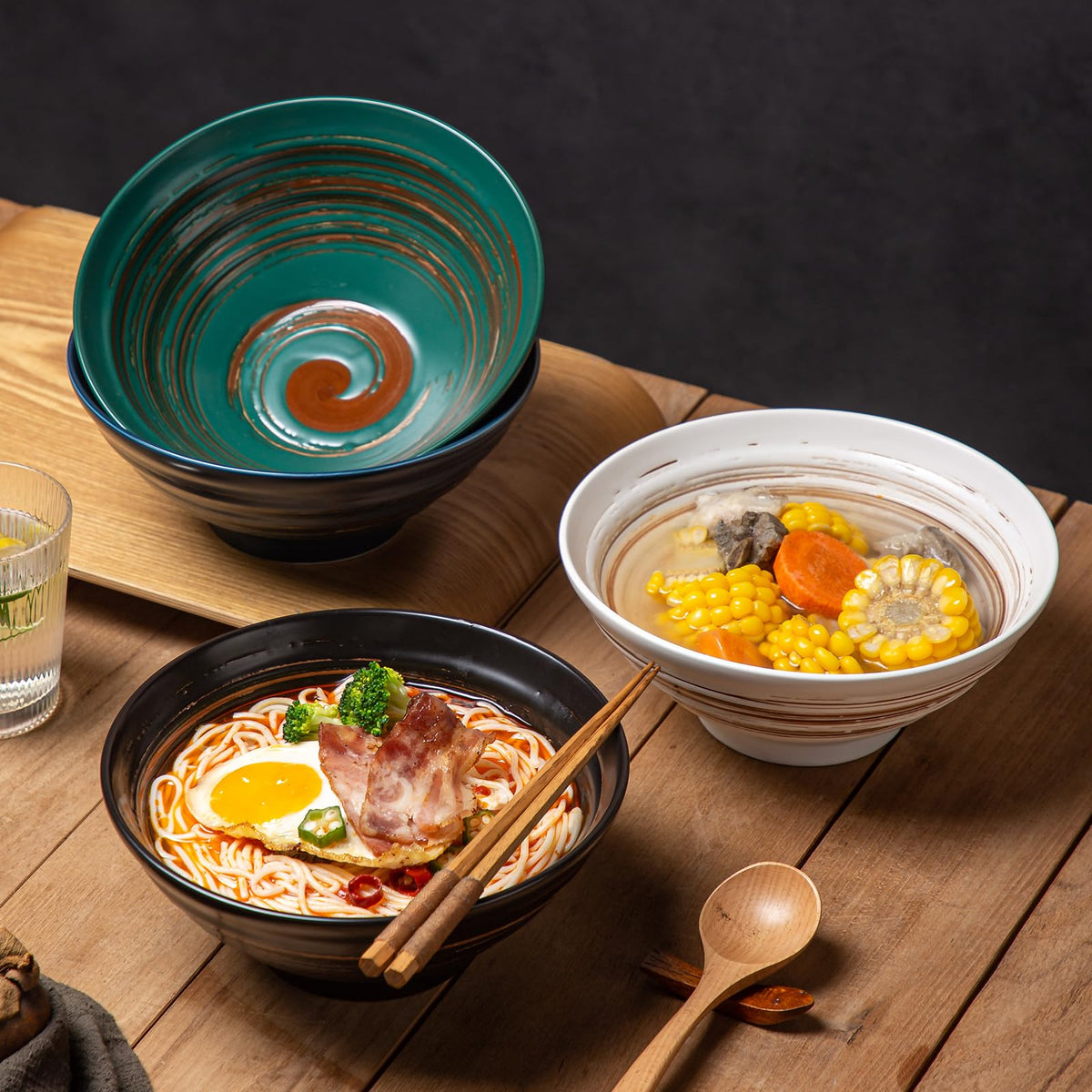 Multicolor Ceramic Ramen Bowl Set of 4 W266353