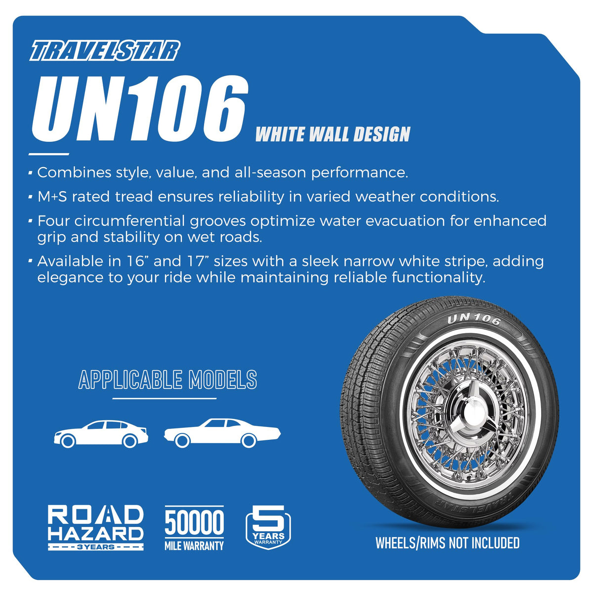 Set of 4 White Wall Radial Tire I8760