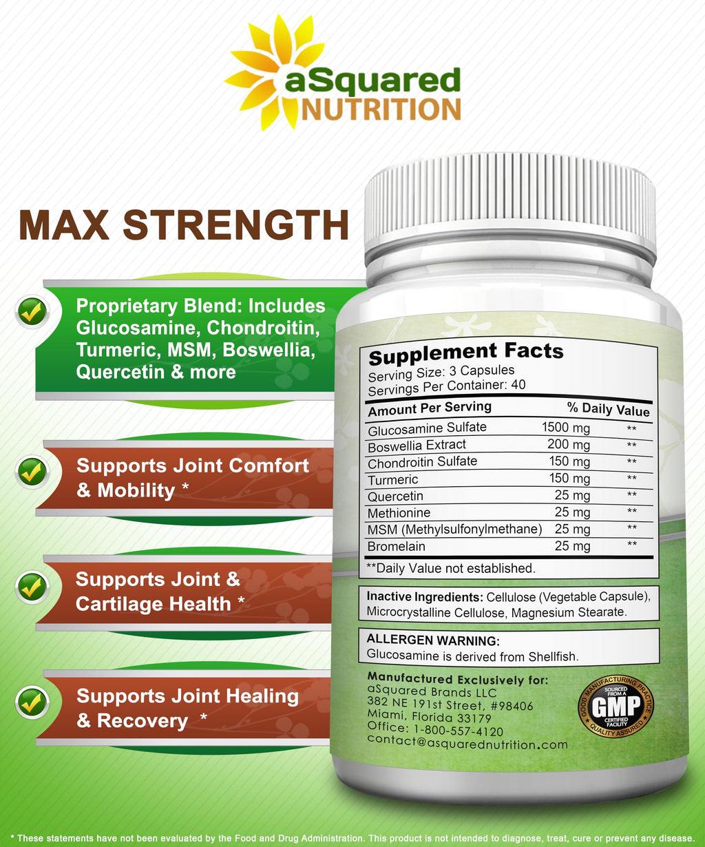 Glucosamine Chondroitin Turmeric MSM Boswellia 120 Capsules Supplement H278