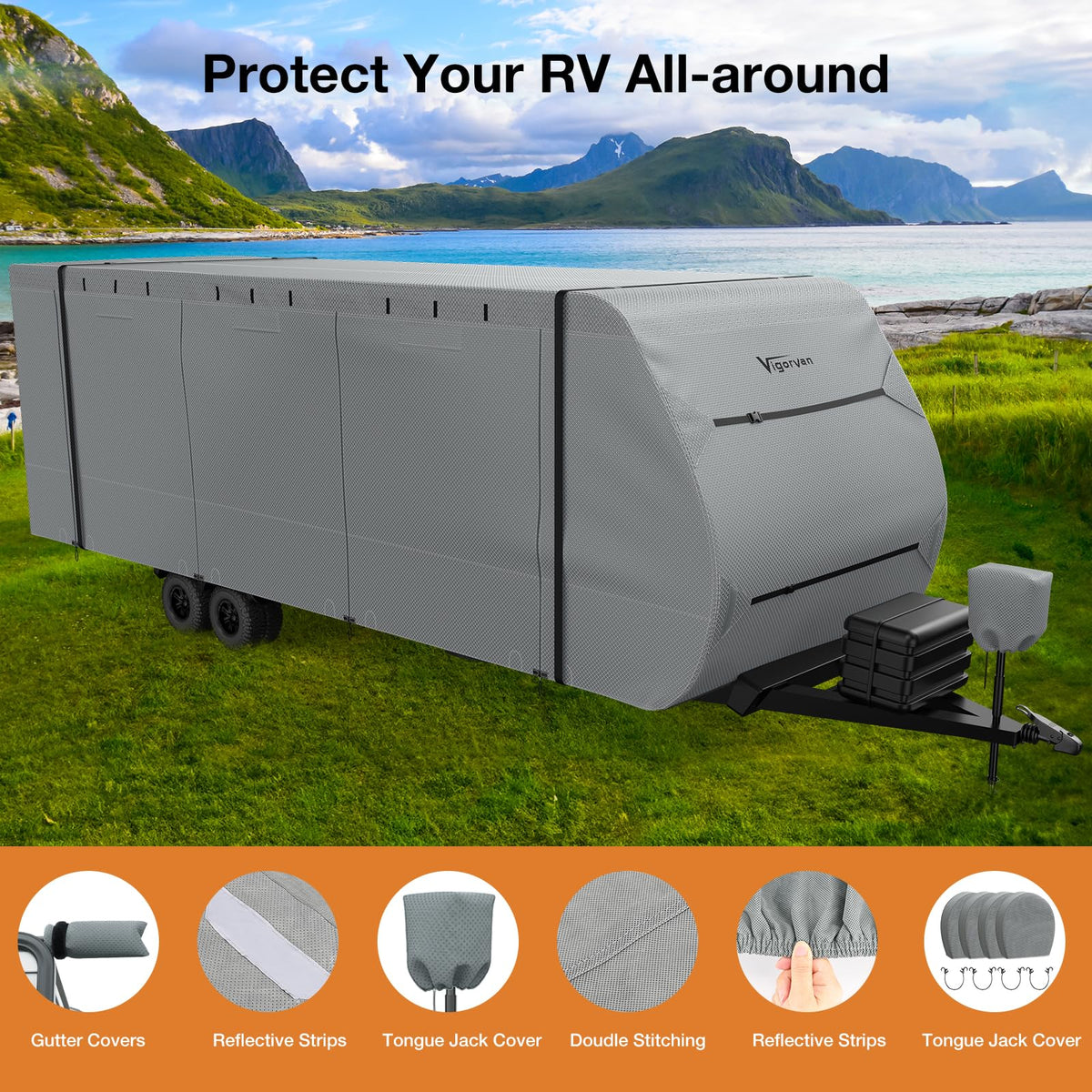 30-33FT Water-Resistant Travel Trailer RV Cover Y7132