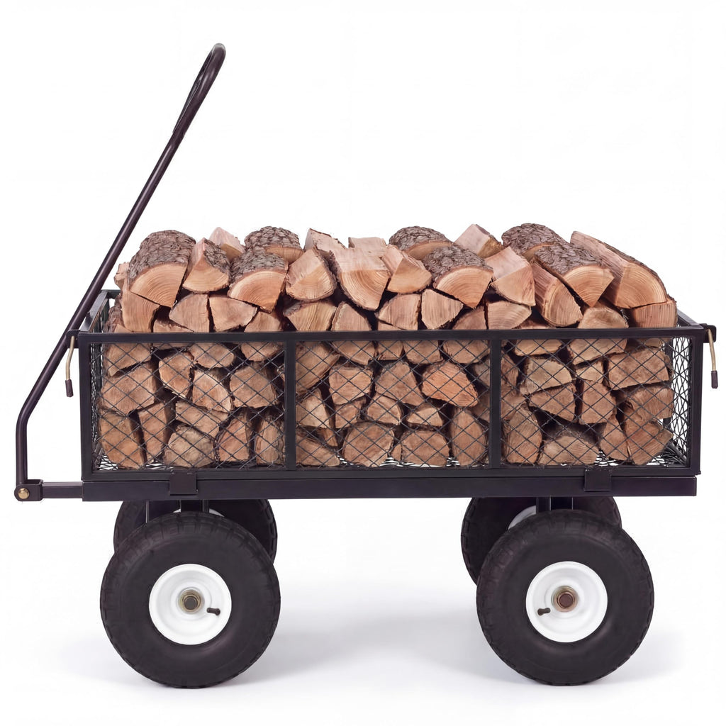 800LBS Heavy Duty Steel Garden Cart with Removable Mesh Sides B18826