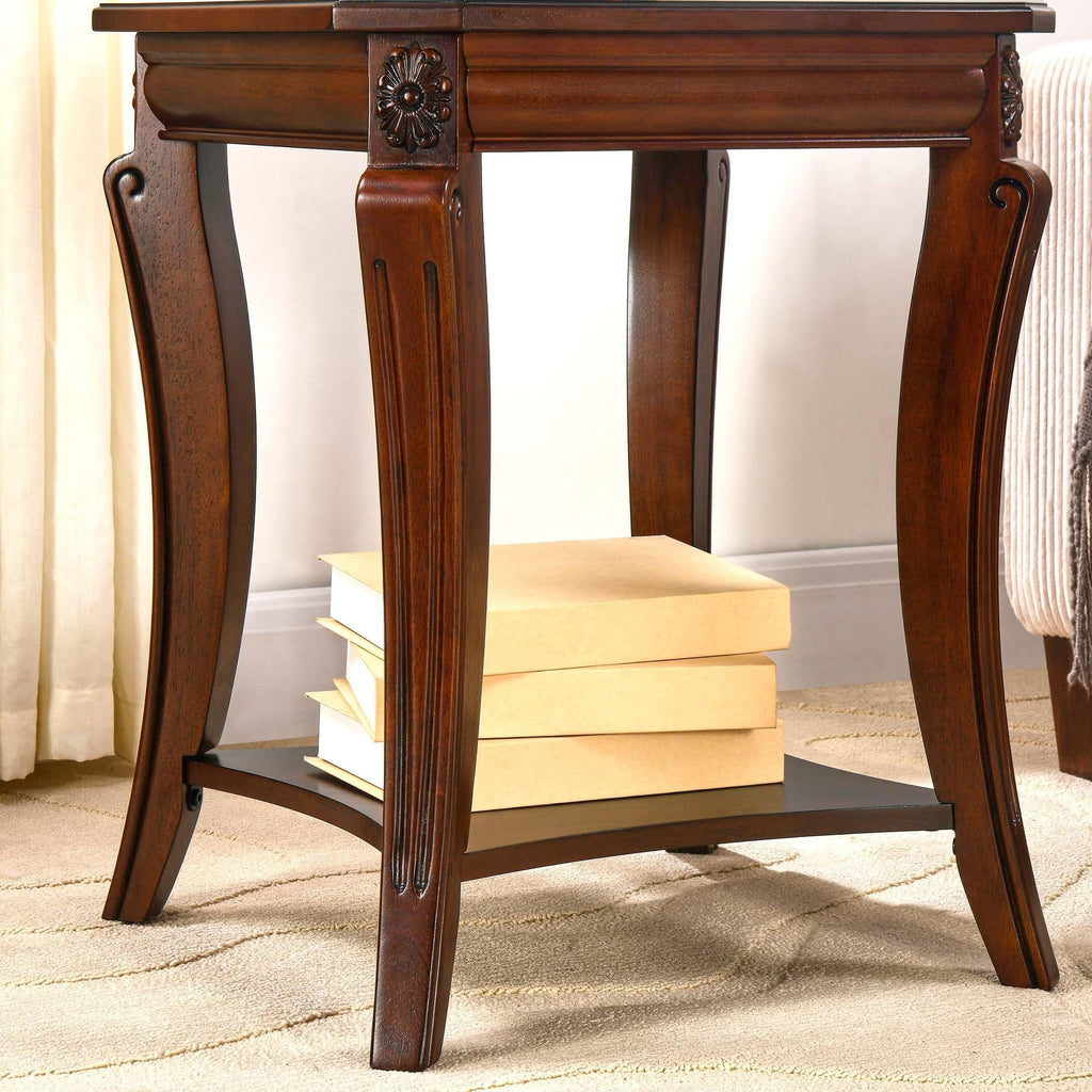 Vintage Wood End Table with Storage Shelf Z69688