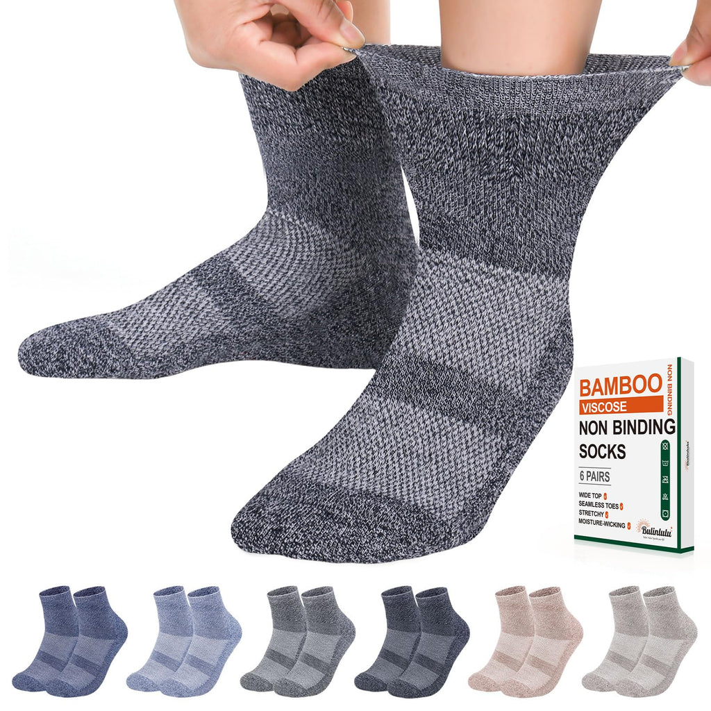 6 Pairs Bamboo Viscose Non Binding Ankle Diabetic Socks X57143