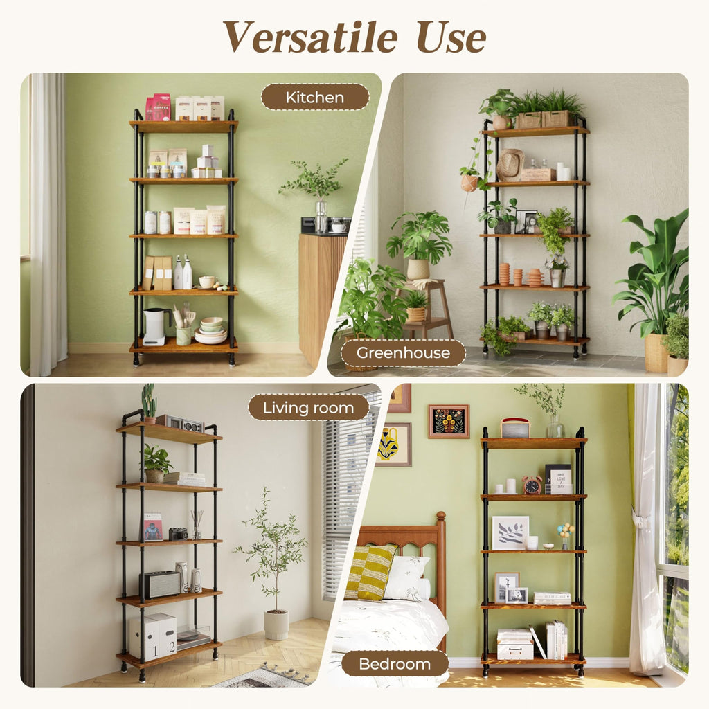5 Tier Rustic Brown Bookshelf X761462