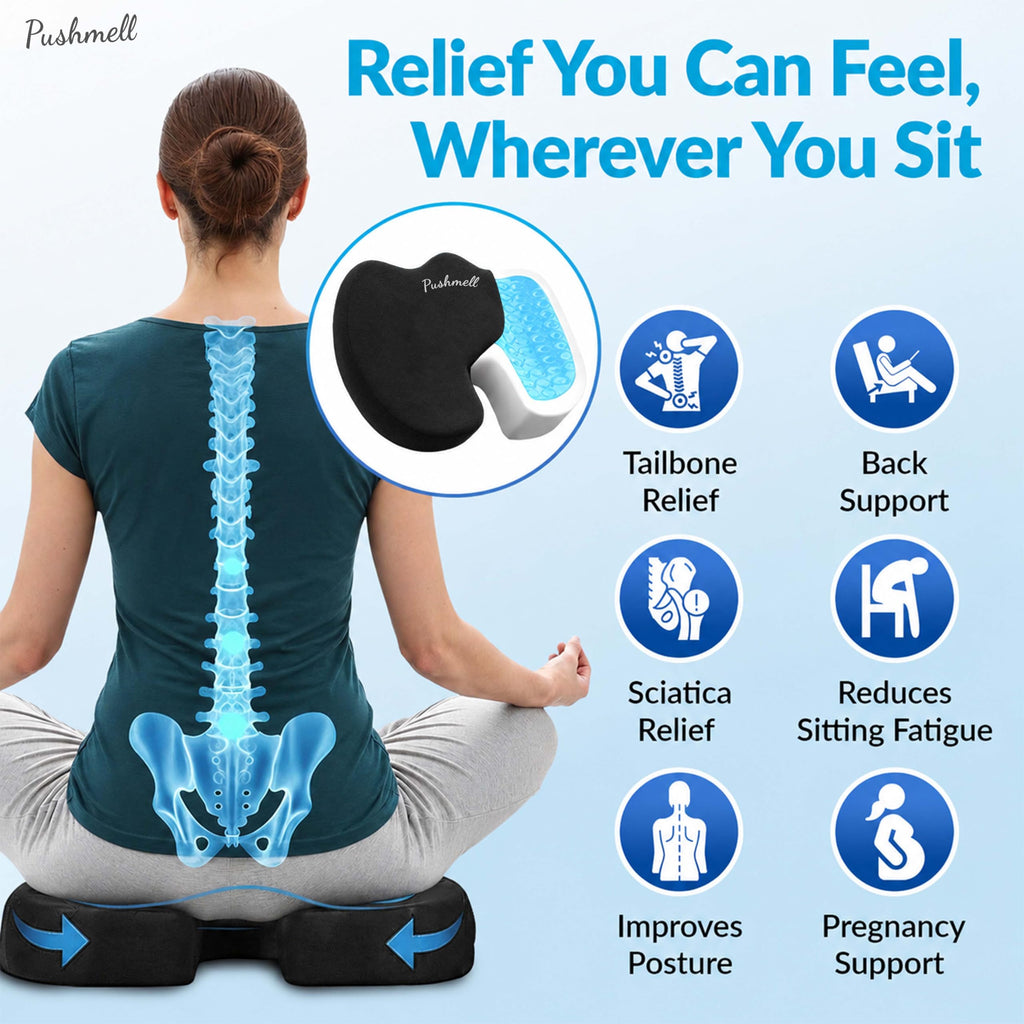 Memory Foam Gel Seat Cushion with Extra Cover V3756