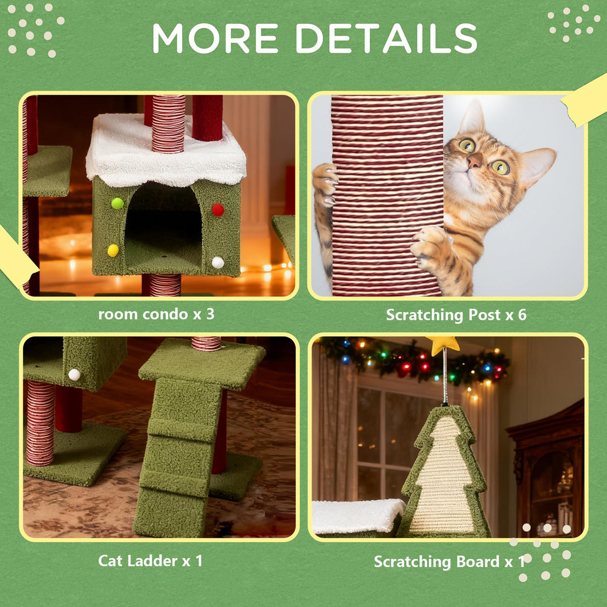70 Inch Tall Multi Level Cat Tree with 2 Condos M3973