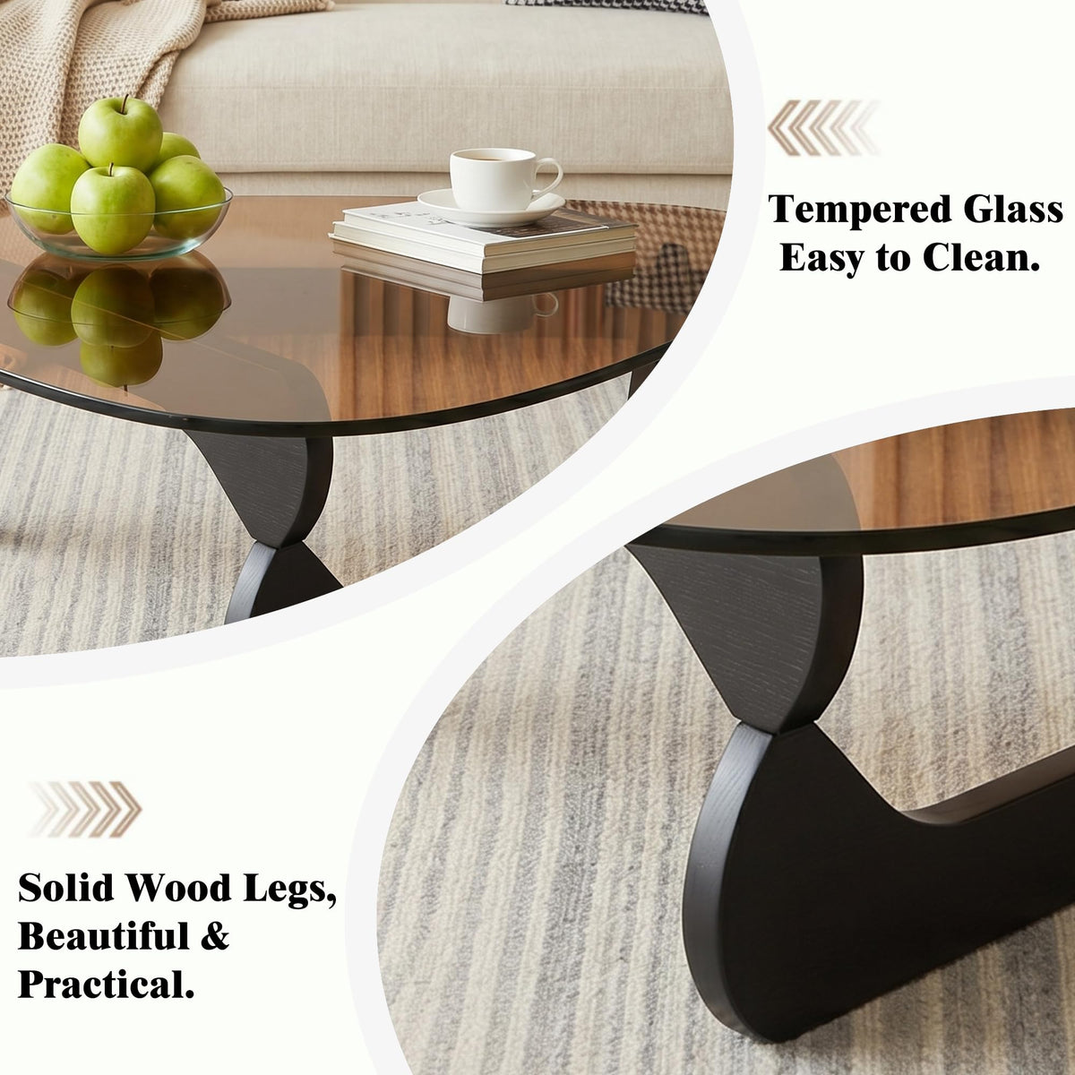 32" Black Tempered Glass Coffee Table W102296