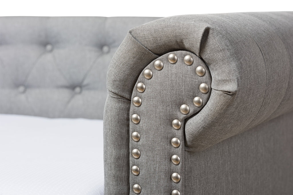 Light Beige Fabric Trundle Daybed E528337